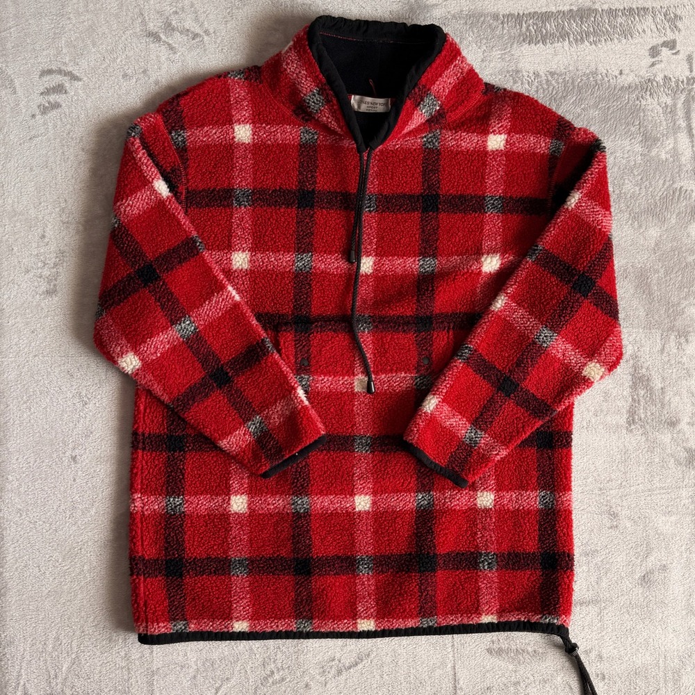 Jones New York Sport Red Plaid Fleece Quarter Zip Pullover L Vest S Set Petite - Picture 2 of 9